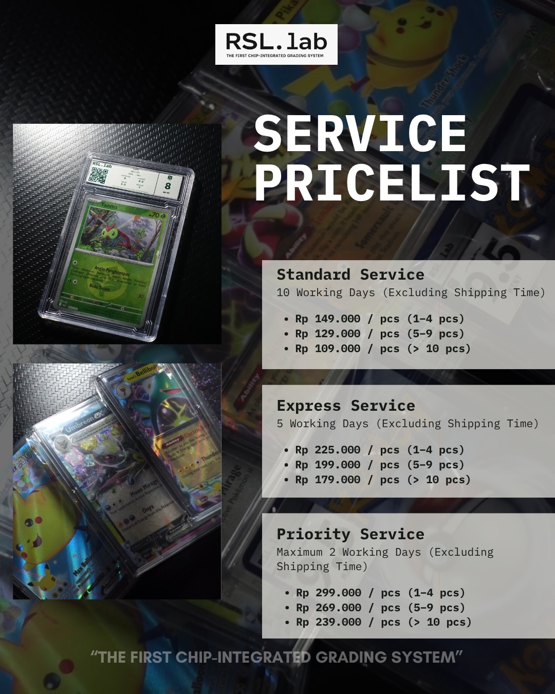 RSL.lab Service Pricelist — Standard, Express, and Priority service rates
